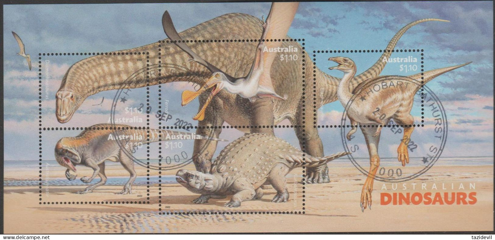 AUSTRALIA - USED 2022 $5.50 Australian Dinosaurs Souvenier Sheet - Usati