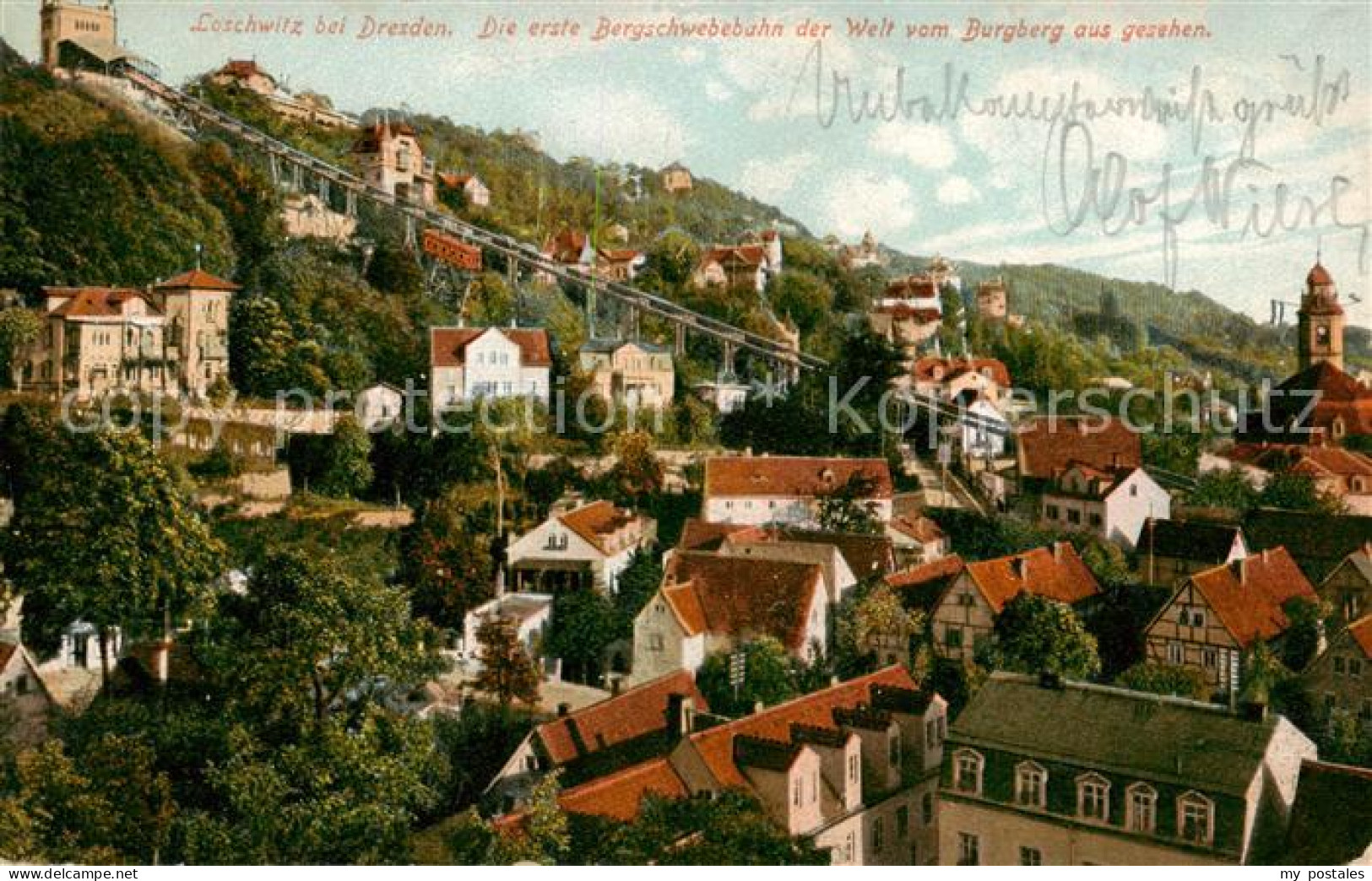 73817209 Loschwitz Dresden Elbe Bergschwebebahn Vom Burgberg Aus Gesehen  - Dresden