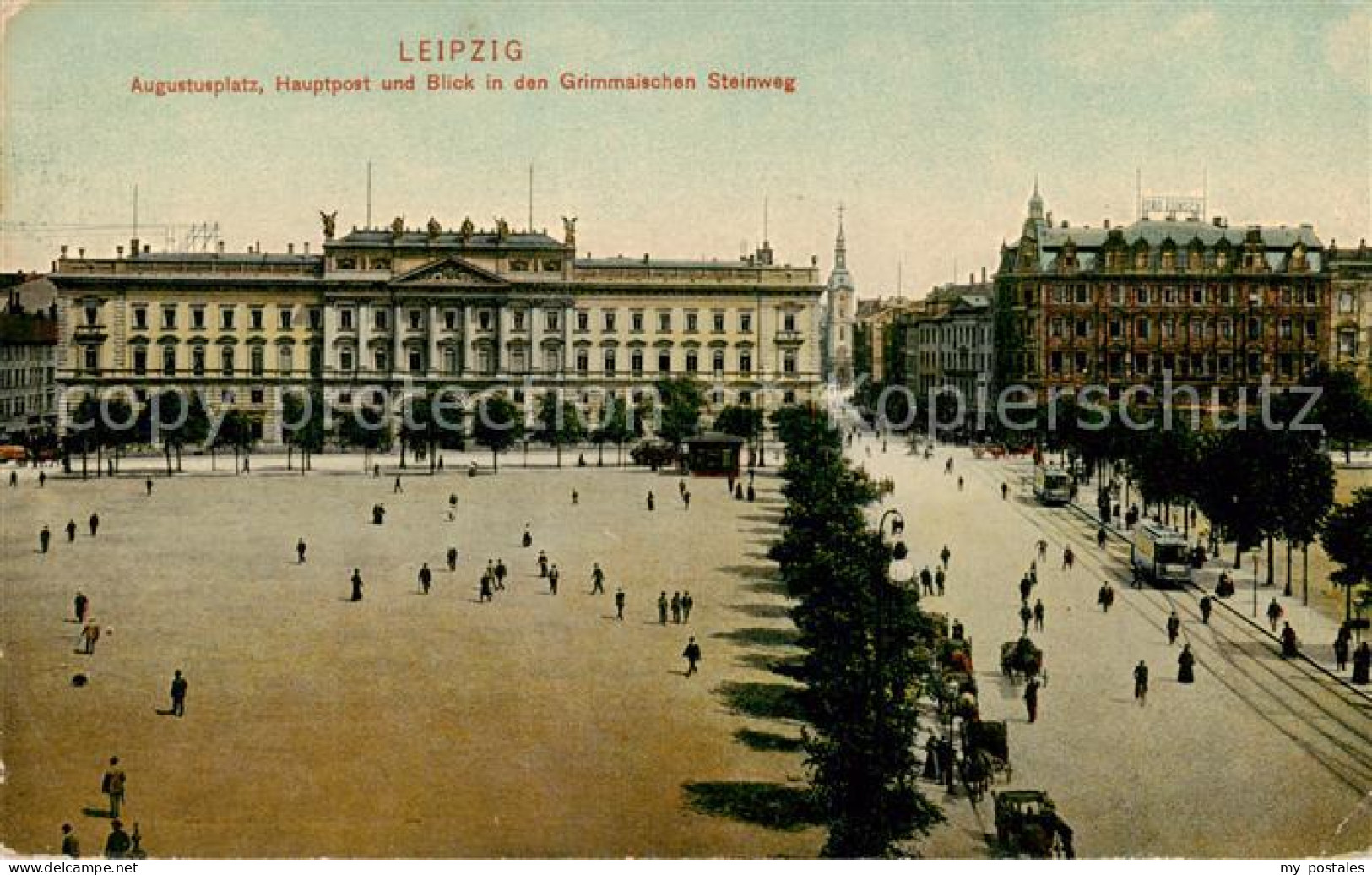 73817180 Leipzig Augustusplatz Hauptpost Und Blick In Den Grimmaischen Steinweg  - Leipzig