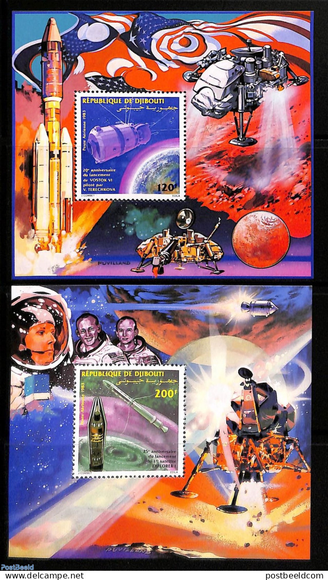 Djibouti 1983 Space 2 S/s, Mint NH, Transport - Space Exploration - Dschibuti (1977-...)