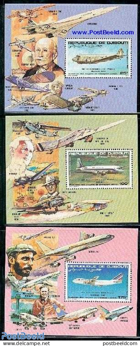 Djibouti 1983 Air France 3 S/s, Mint NH, Transport - Concorde - Aircraft & Aviation - Concorde