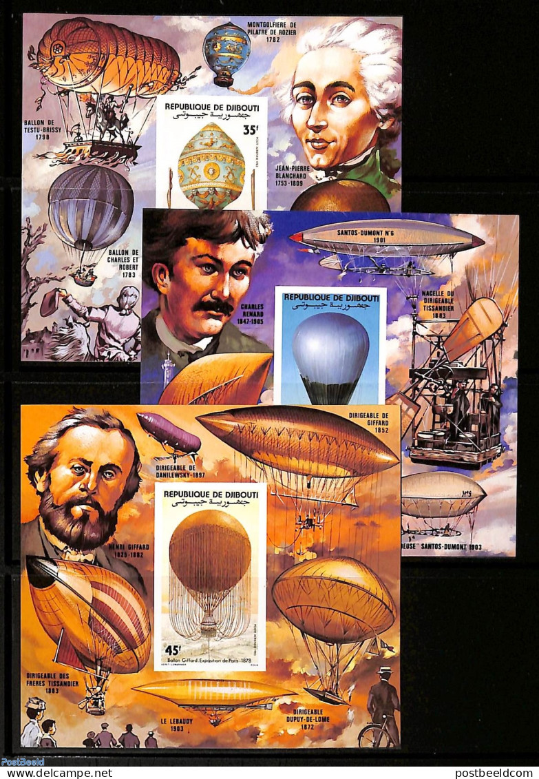 Djibouti 1983 Aviation Bi-centenary 2 S/s Imperforated, Mint NH, Transport - Balloons - Montgolfières