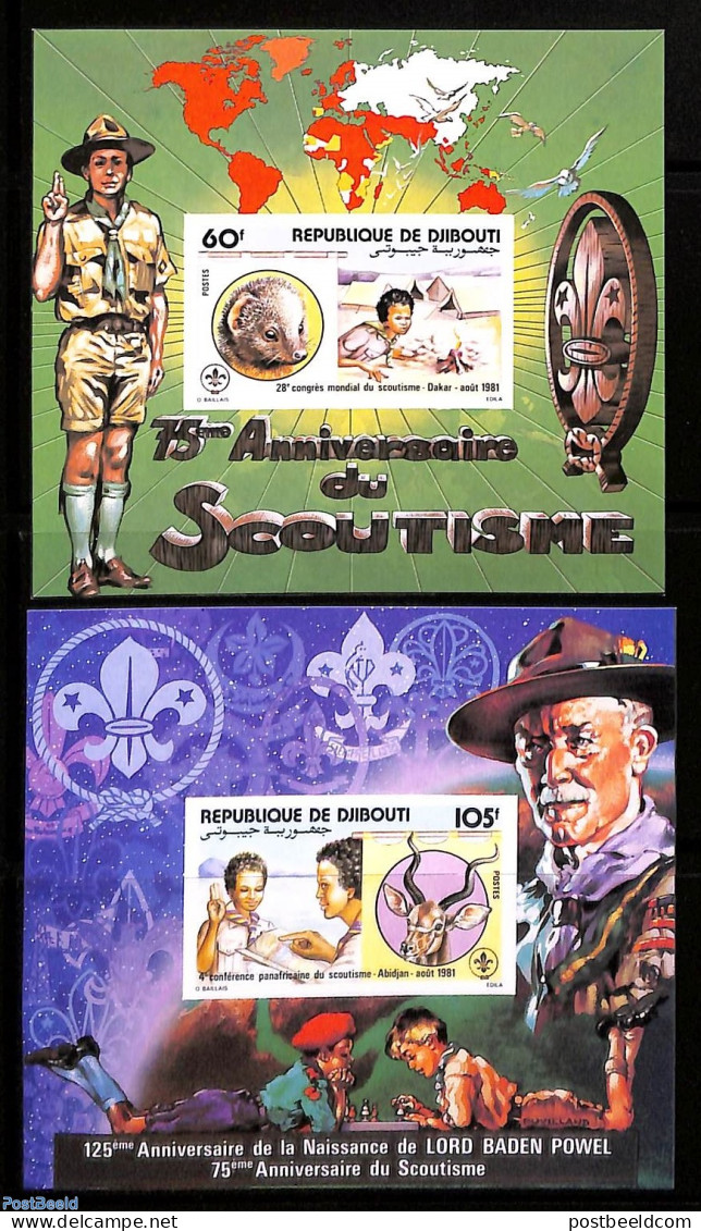 Djibouti 1981 Scouting 2 S/s Imperforated, Mint NH, Nature - Sport - Various - Animals (others & Mixed) - Chess - Scou.. - Schaken