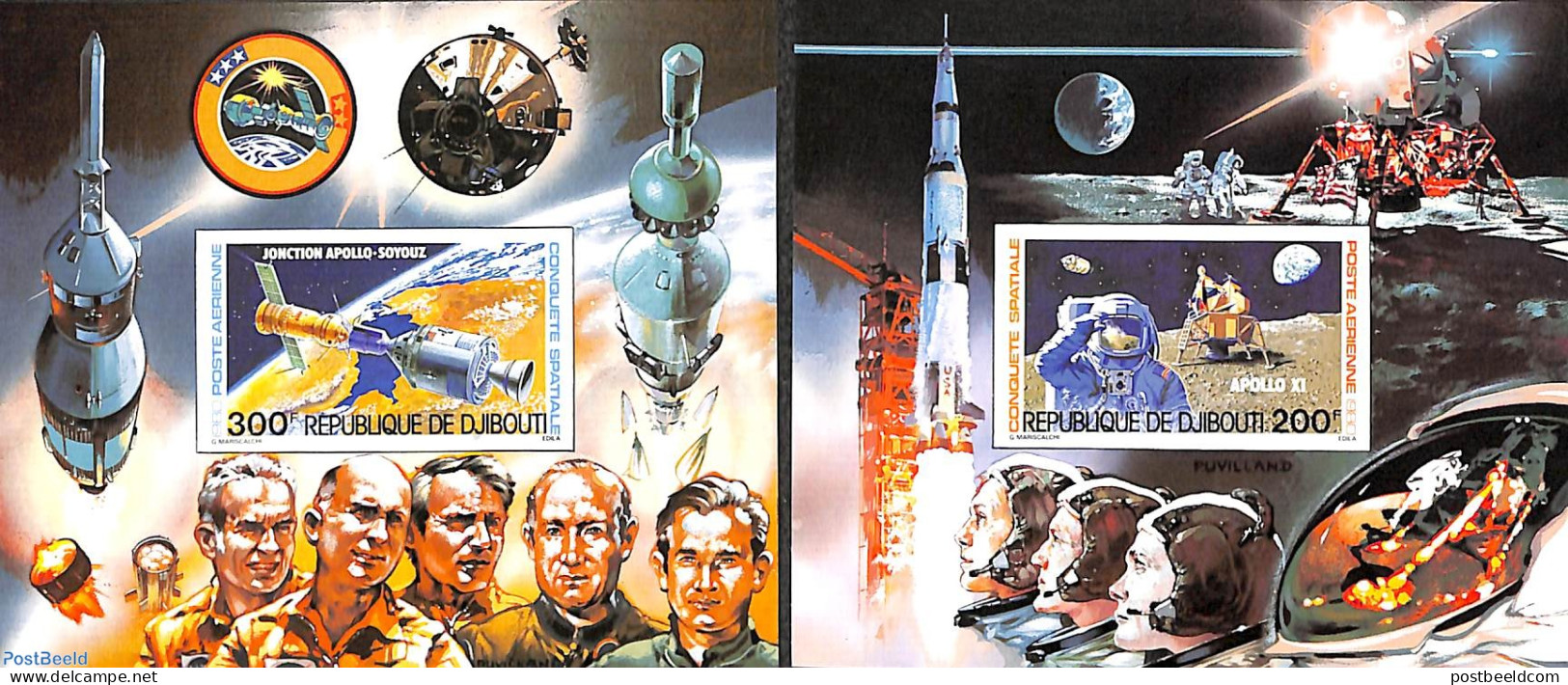 Djibouti 1980 Space Exploration 2 Imp. S/s, Mint NH, Transport - Space Exploration - Dschibuti (1977-...)