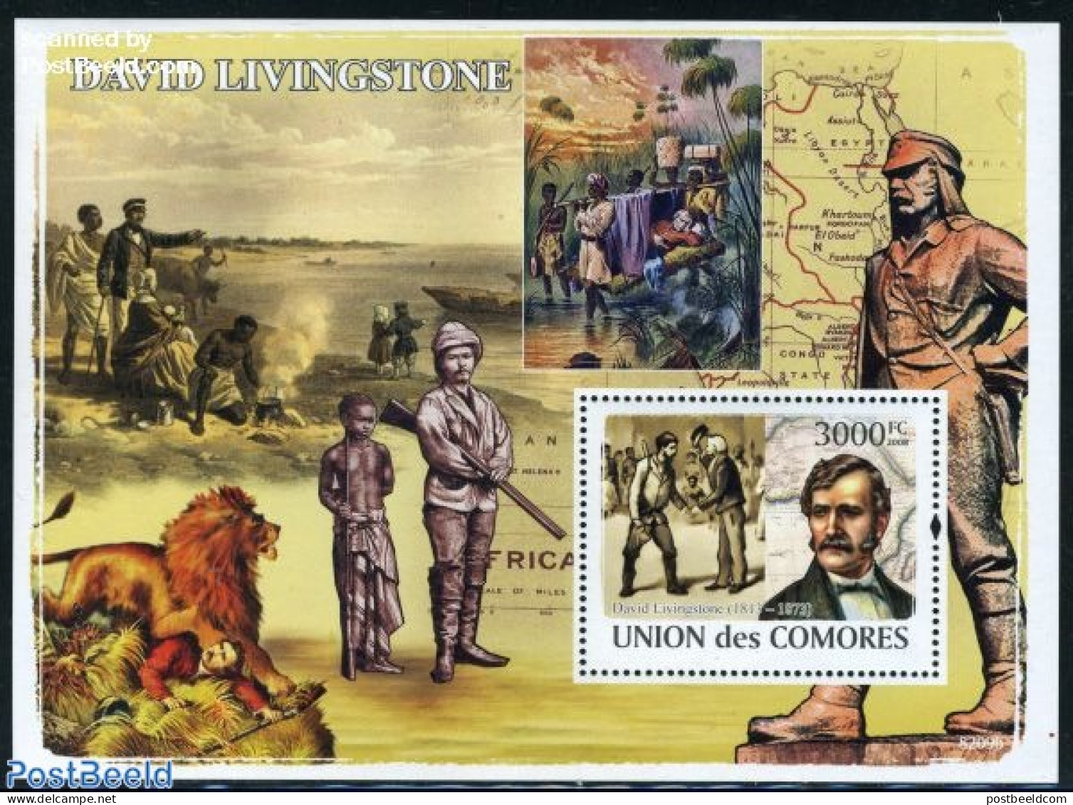 Comoros 2008 David Livingstone S/s, Mint NH, History - Various - Explorers - Maps - Erforscher