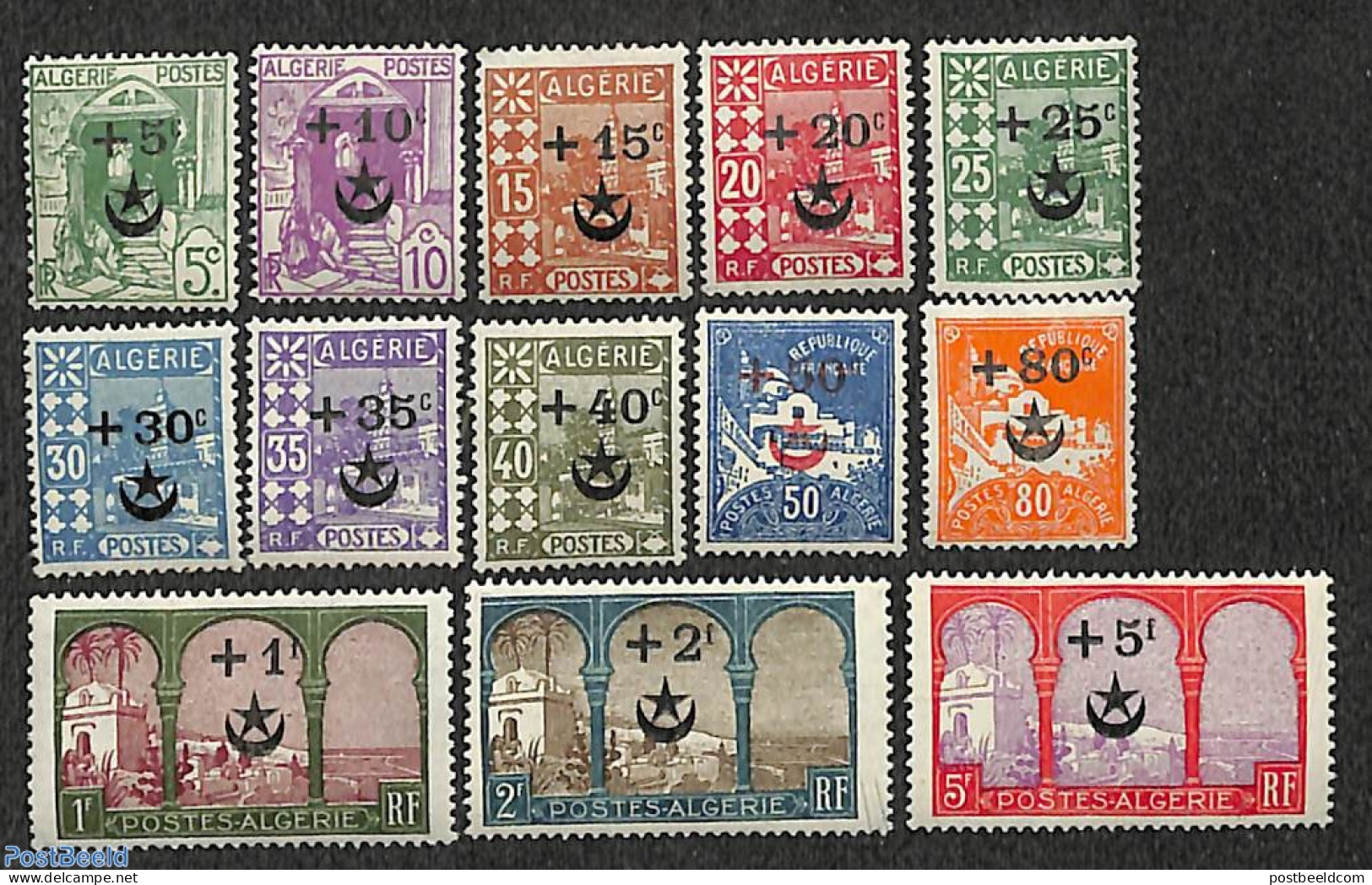 Algeria 1927 War Victims 13v, Mint NH - Unused Stamps