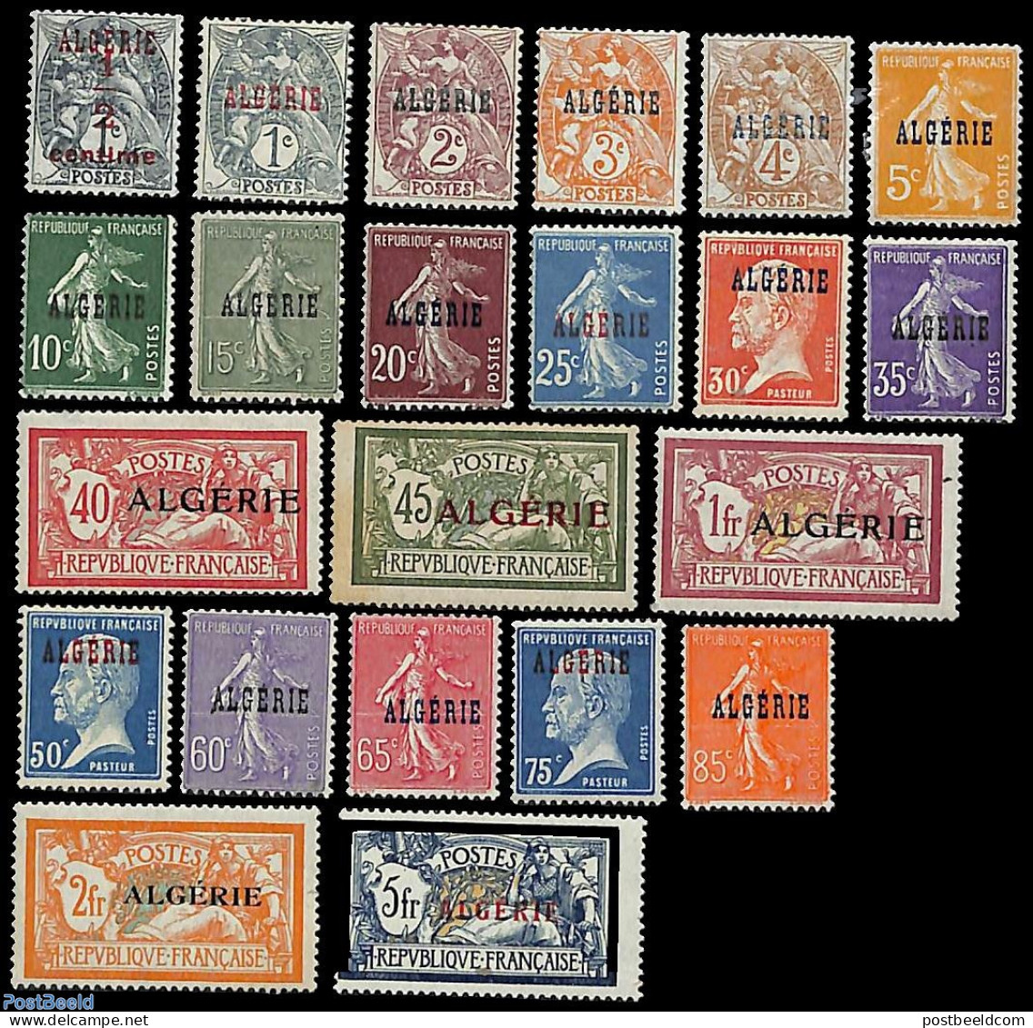 Algeria 1924 Overprints 22v, Mint NH - Unused Stamps