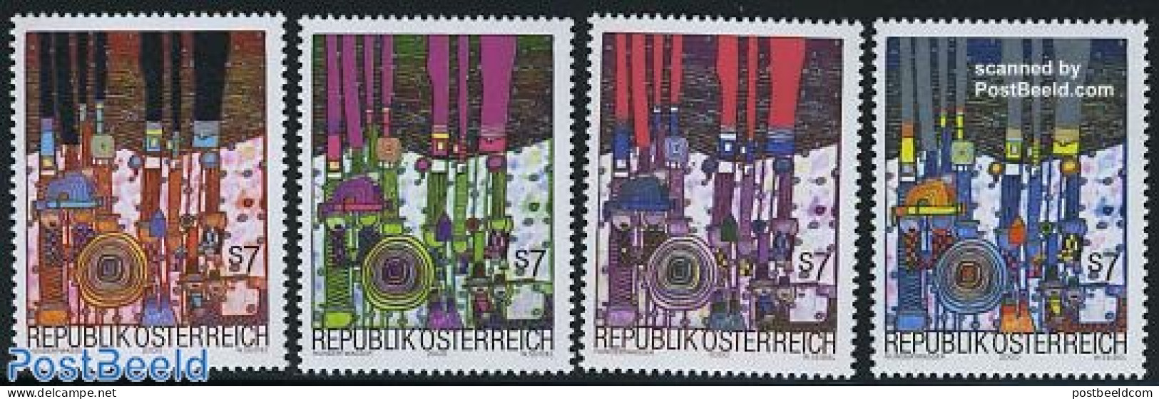 Austria 2000 Hunderstwasser 4v, Mint NH, Art - Hundertwasser - Modern Art (1850-present) - Paintings - Neufs