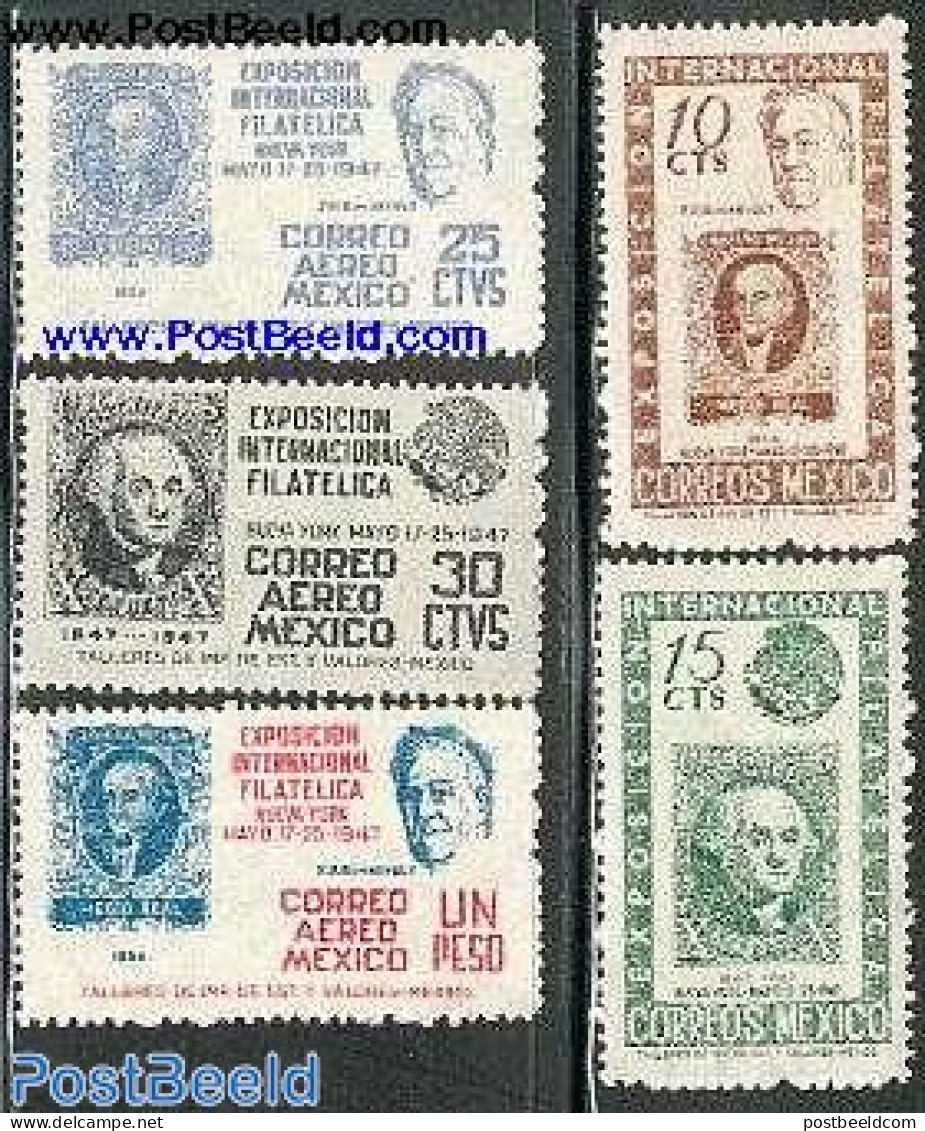 Mexico 1947 Cipex 5v, Mint NH, Stamps On Stamps - Timbres Sur Timbres