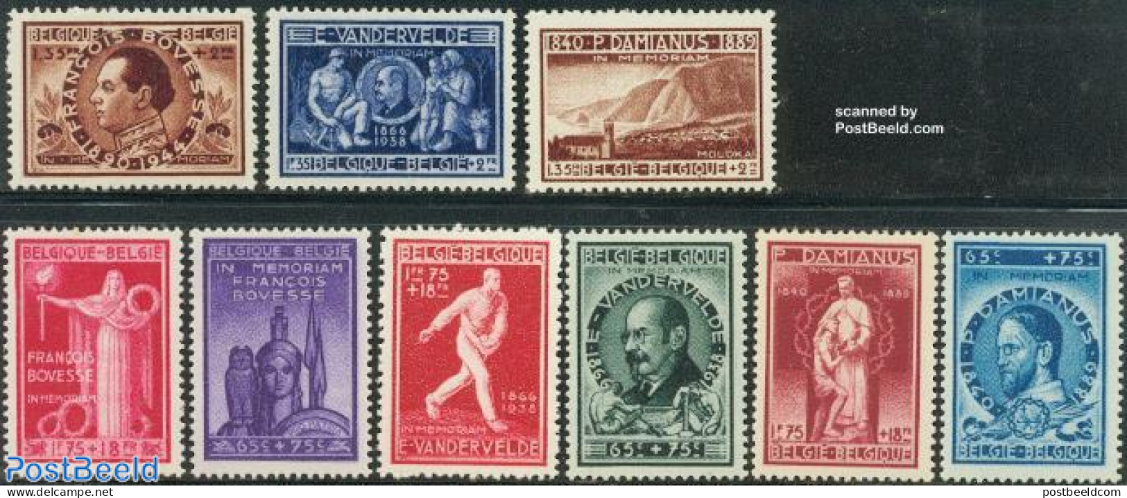 Belgium 1946 Mixed Issue 9v, Mint NH, History - Nature - Religion - Various - Politicians - Owls - Religion - Agricult.. - Unused Stamps