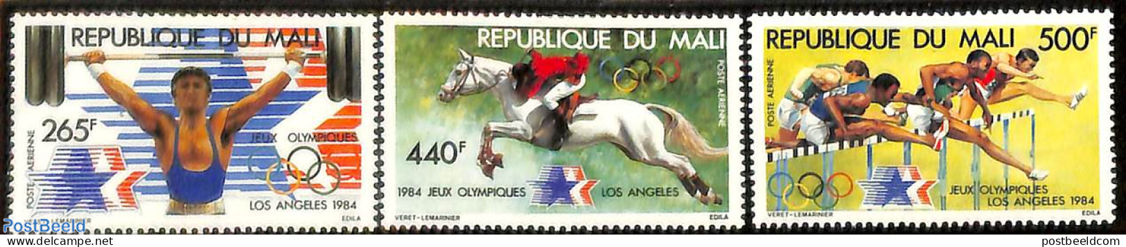 Mali 1984 Olympic Games Los Angeles 3v, Mint NH, Nature - Sport - Horses - Athletics - Olympic Games - Sport (other An.. - Athletics