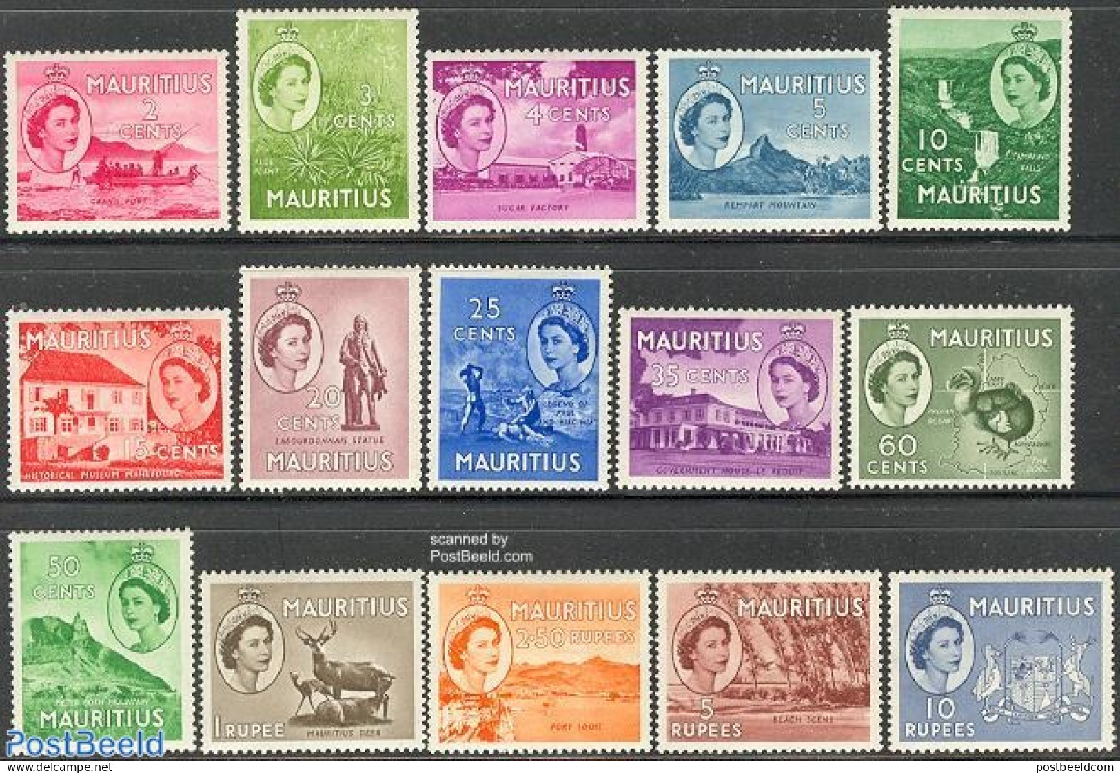 Mauritius 1953 Definitives 15v, Mint NH, History - Nature - Transport - Coat Of Arms - Animals (others & Mixed) - Bird.. - Bateaux