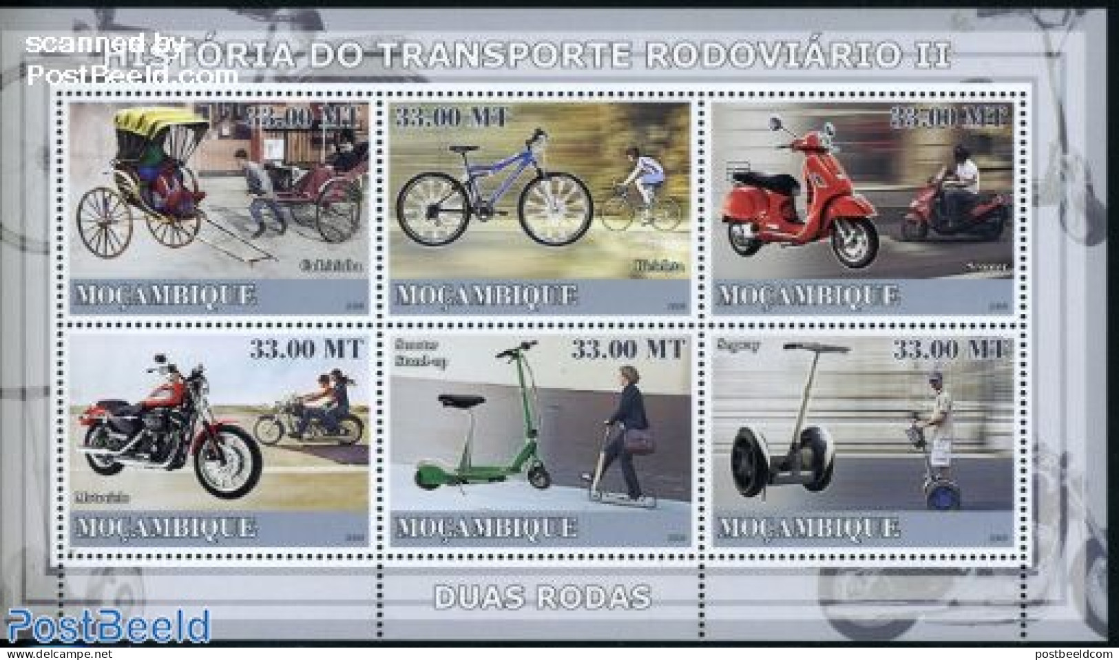 Mozambique 2009 Transport II 6v M/s, Mint NH, Sport - Transport - Cycling - Motorcycles - Cycling