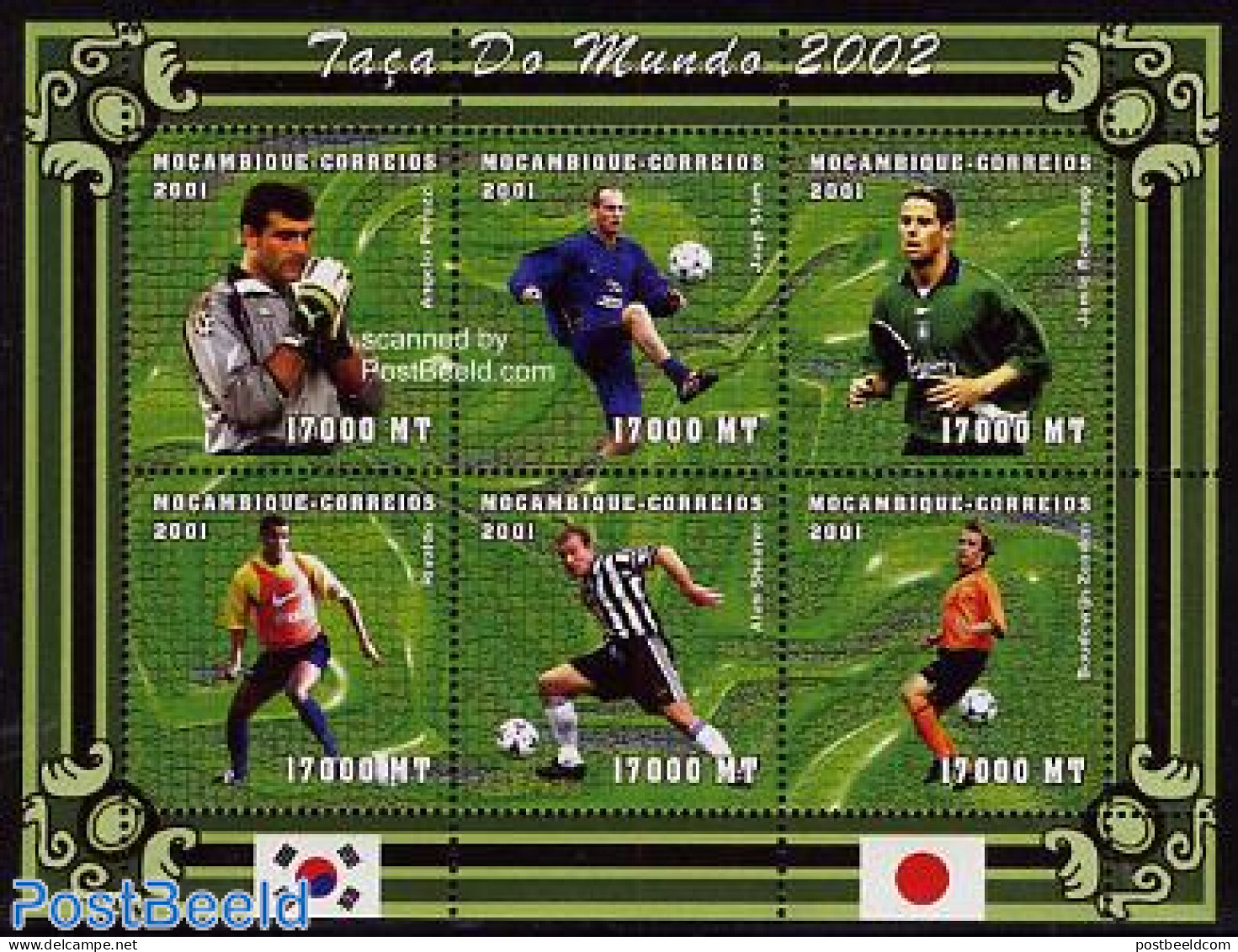 Mozambique 2001 World Cup Football, Peruzzi 6v M/s, Mint NH, Sport - Football - Mozambique