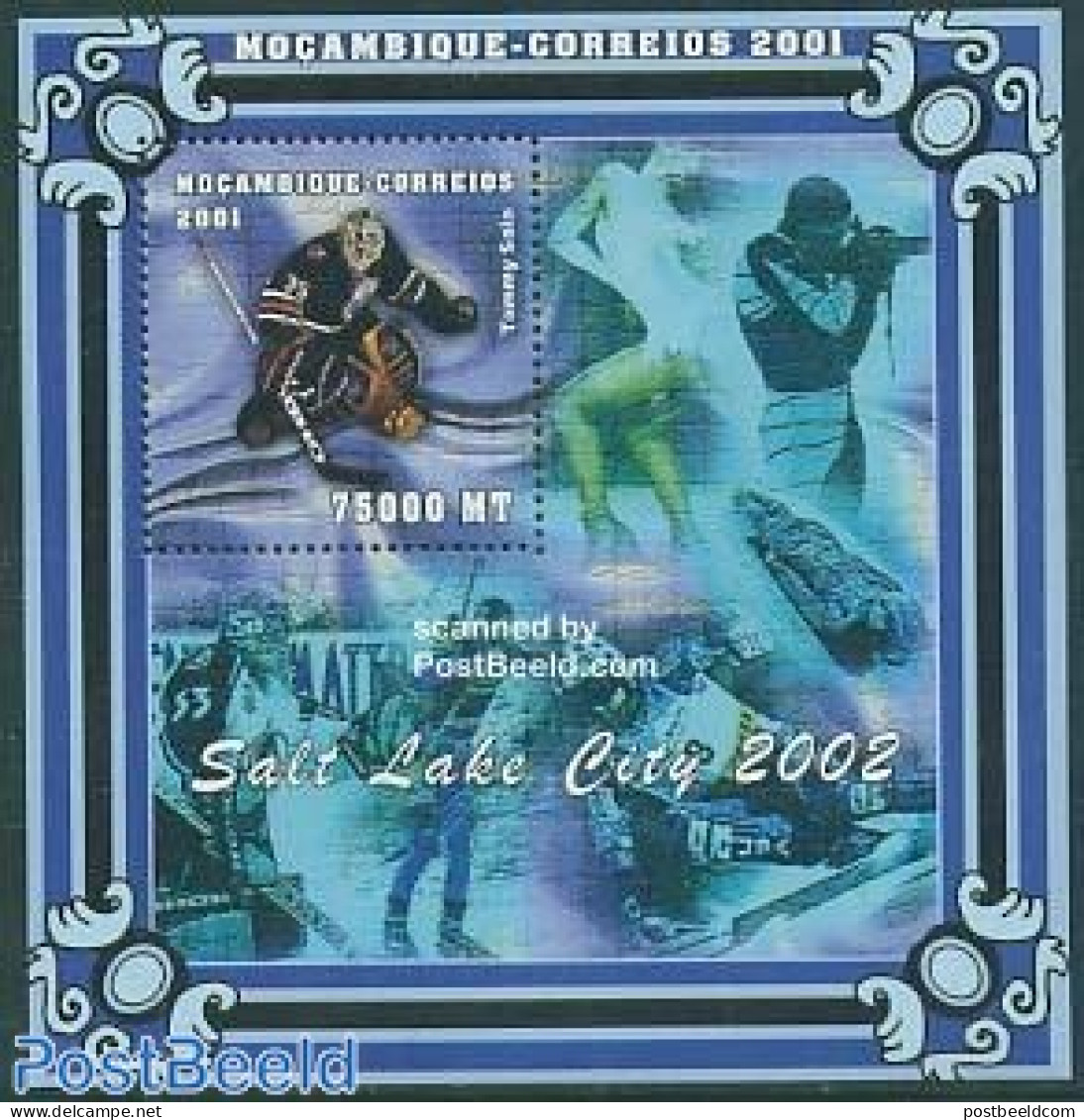Mozambique 2001 Salt Lake City 2002 S/s, Mint NH, Sport - Ice Hockey - Olympic Winter Games - Hockey (sur Glace)