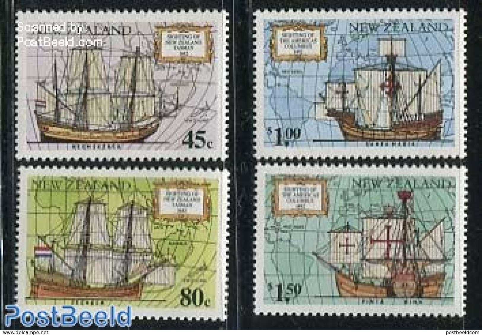 New Zealand 1992 Discovery 350th Anniversary 4v, Mint NH, History - Transport - Various - Explorers - Netherlands & Du.. - Nuevos