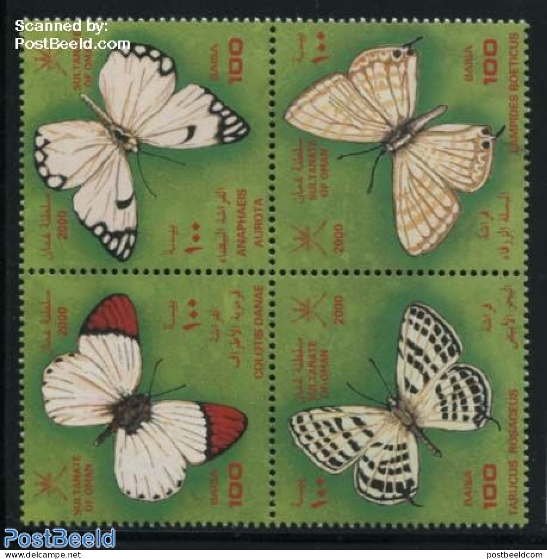Oman 2000 Butterflies 4v [+], Mint NH, Nature - Butterflies - Oman