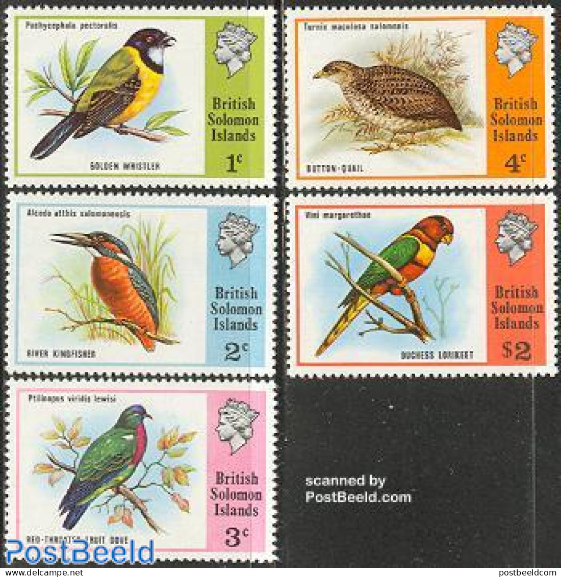 Solomon Islands 1975 Definitives, Birds 5v, Mint NH, Nature - Birds - Parrots - Salomoninseln (Salomonen 1978-...)