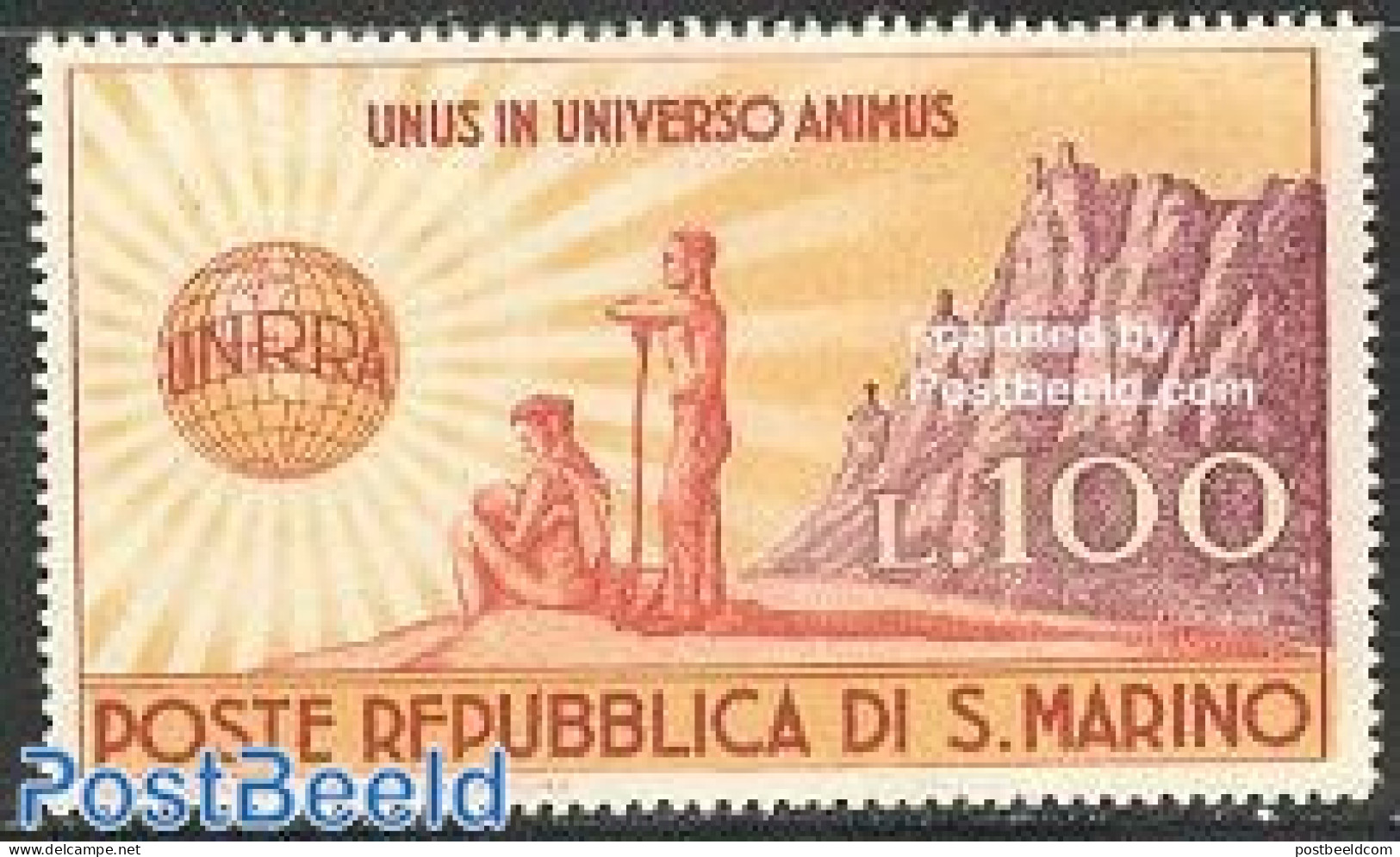 San Marino 1946 UNRRA Aid 1v, Unused (hinged), History - United Nations - Unused Stamps