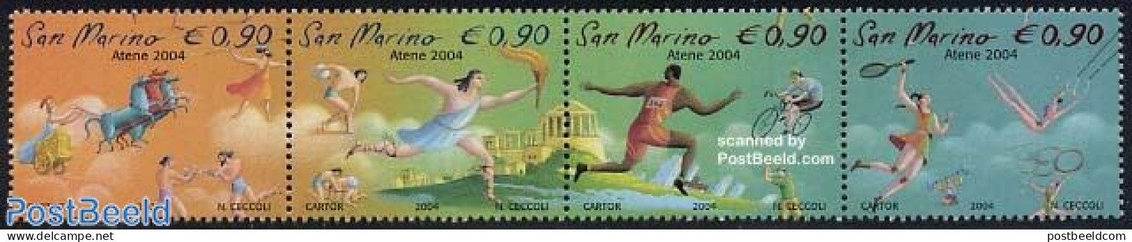 San Marino 2004 Olympic Games Athens 4v [:::], Mint NH, Sport - Cycling - Golf - Olympic Games - Tennis - Neufs