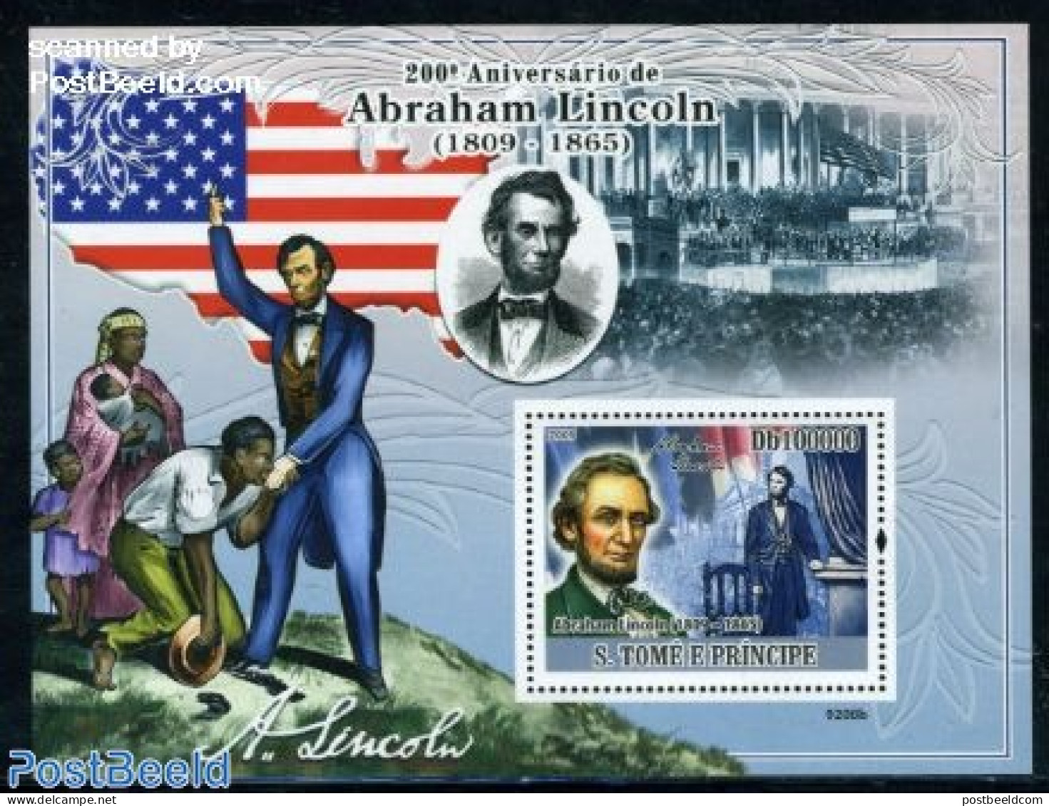 Sao Tome/Principe 2009 Abraham Lincoln S/s, Mint NH, History - American Presidents - Sao Tome En Principe