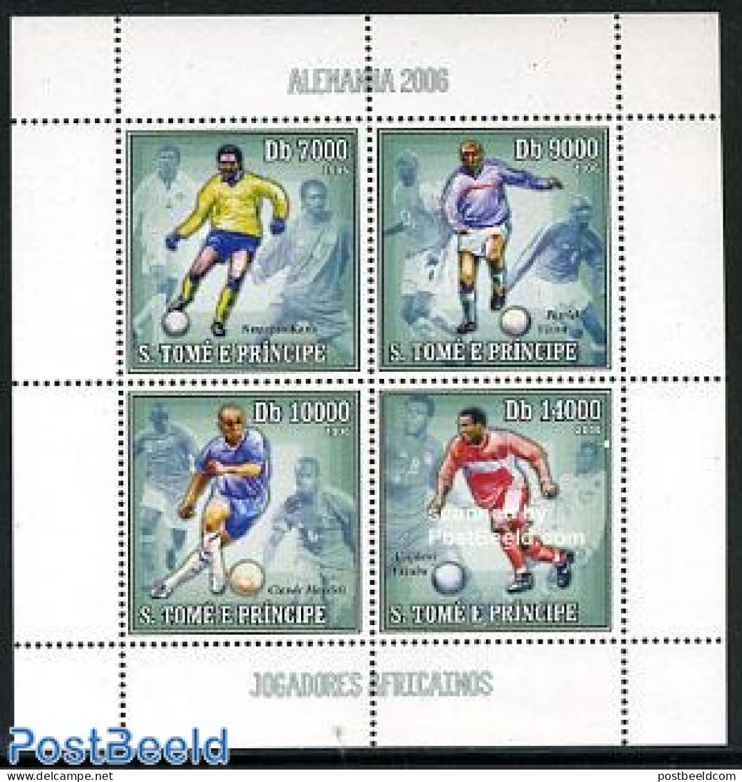 Sao Tome/Principe 2006 World Cup Football, African Stars 4v M/s, Soccer, Mint NH, Sport - Football - Sao Tomé Y Príncipe