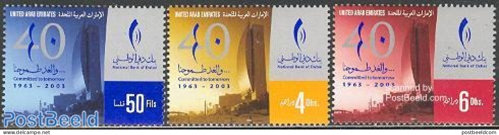 United Arab Emirates 2003 National Bank Of Dubai 3v, Mint NH, Various - Banking And Insurance - Art - Modern Architect.. - Andere & Zonder Classificatie