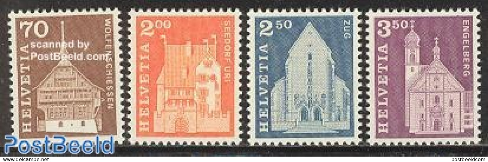 Switzerland 1967 Definitives 4v, Mint NH, Religion - Churches, Temples, Mosques, Synagogues - Cloisters & Abbeys - Art.. - Nuevos