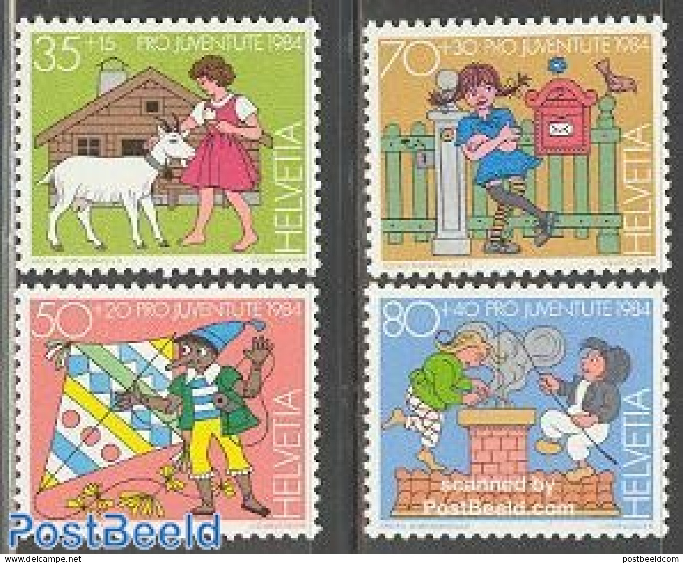 Switzerland 1984 Pro Juventute 4v, Mint NH, Nature - Sport - Animals (others & Mixed) - Kiting - Art - Children's Book.. - Neufs