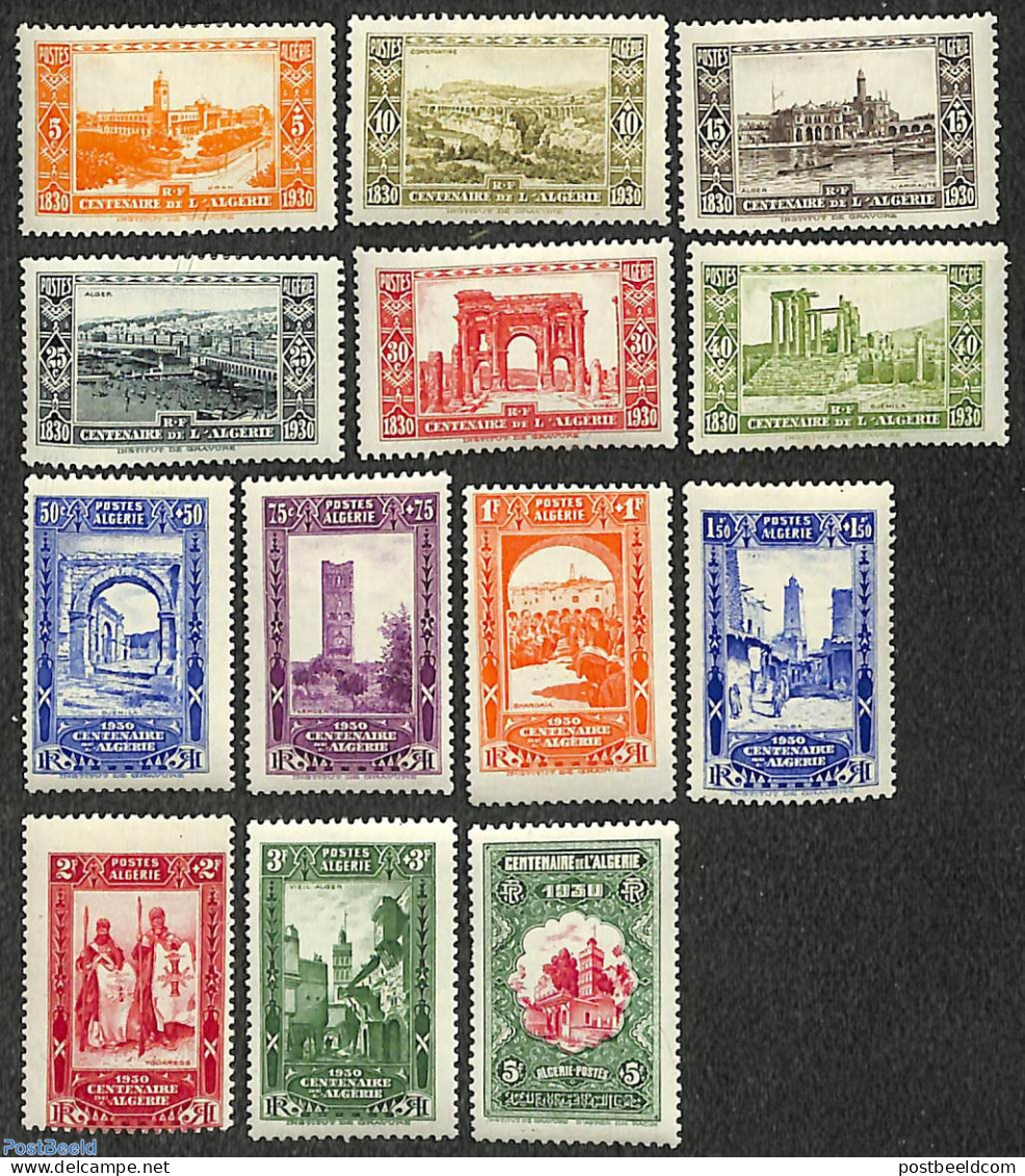 Algeria 1930 France Connection Centenary 13v, Mint NH, History - Transport - Railways - Unused Stamps