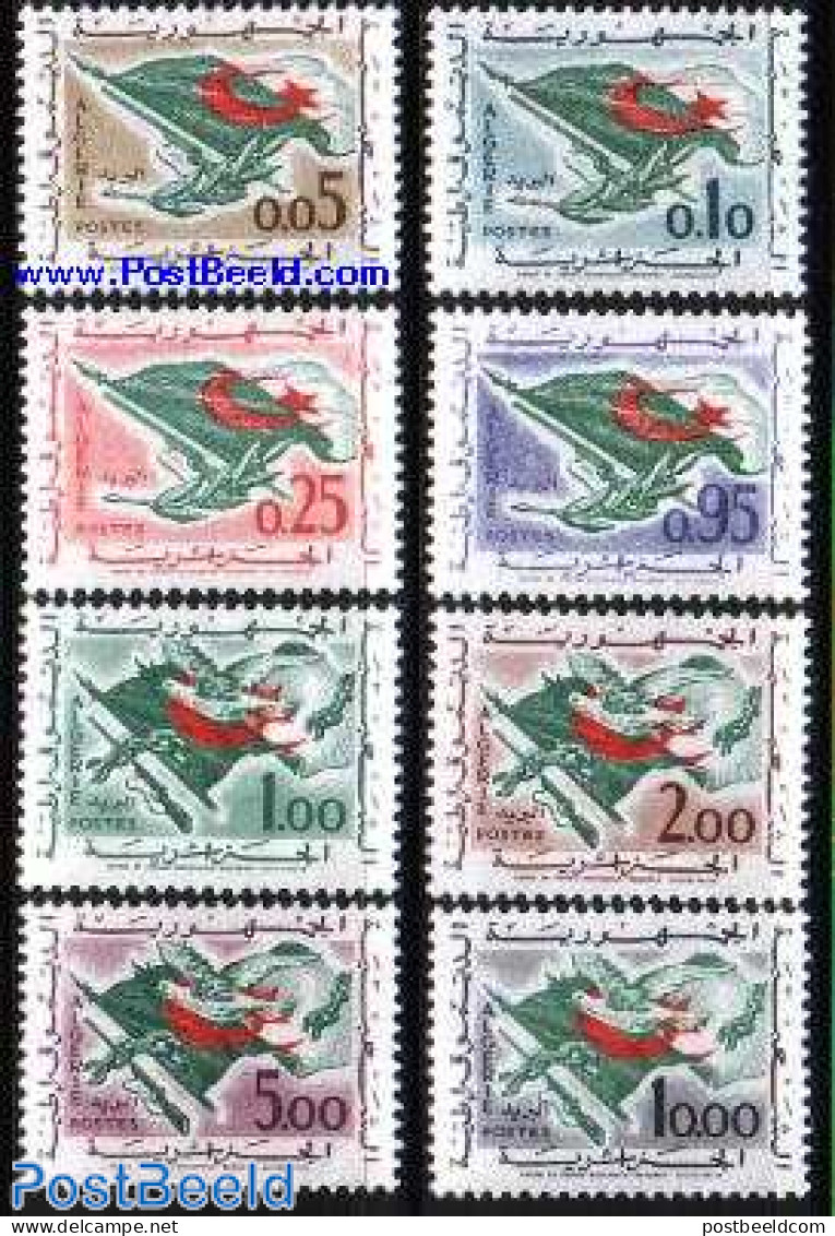 Algeria 1963 Definitives 8v, Mint NH, History - Nature - Flags - Birds - Ungebraucht