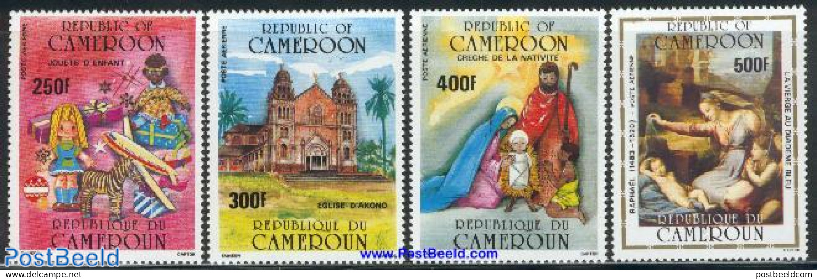 Cameroon 1985 Christmas 4v, Mint NH, Religion - Various - Christmas - Churches, Temples, Mosques, Synagogues - Toys & .. - Natale