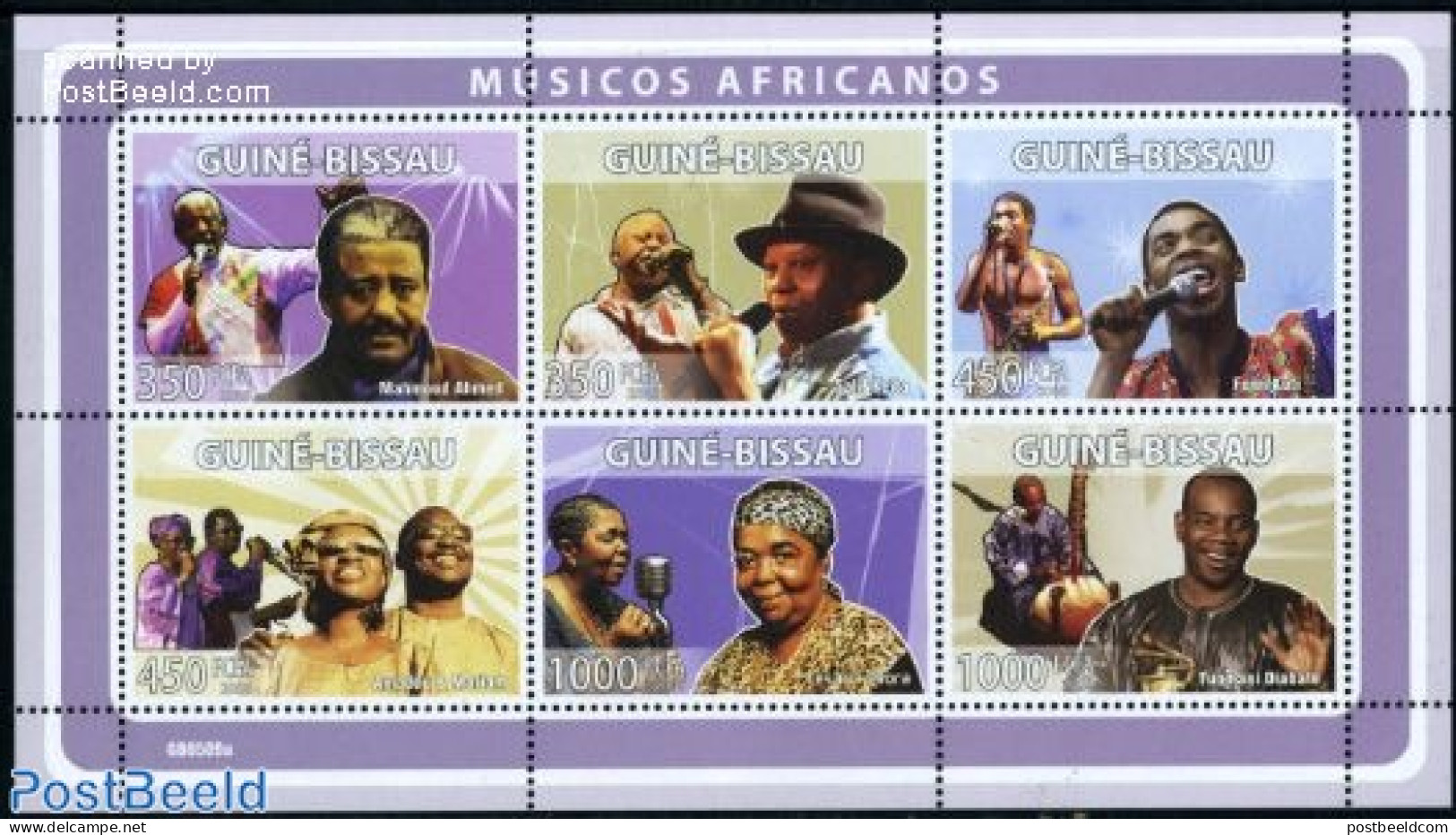 Guinea Bissau 2008 African Music 6v M/s, Mint NH, Performance Art - Music - Musique