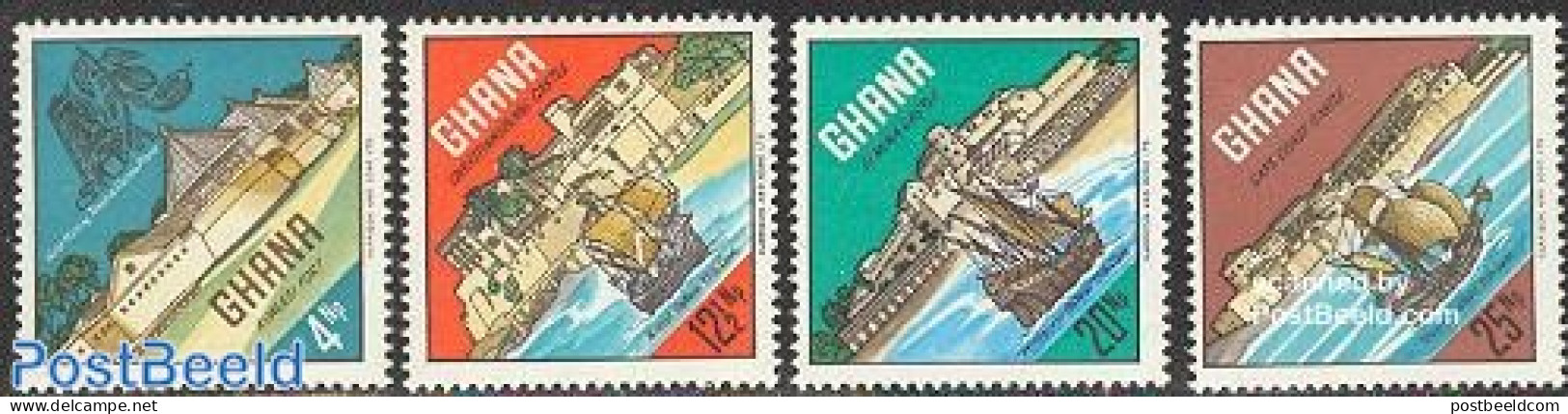 Ghana 1967 Castles & Ships 4v, Mint NH, Transport - Ships And Boats - Art - Castles & Fortifications - Bateaux