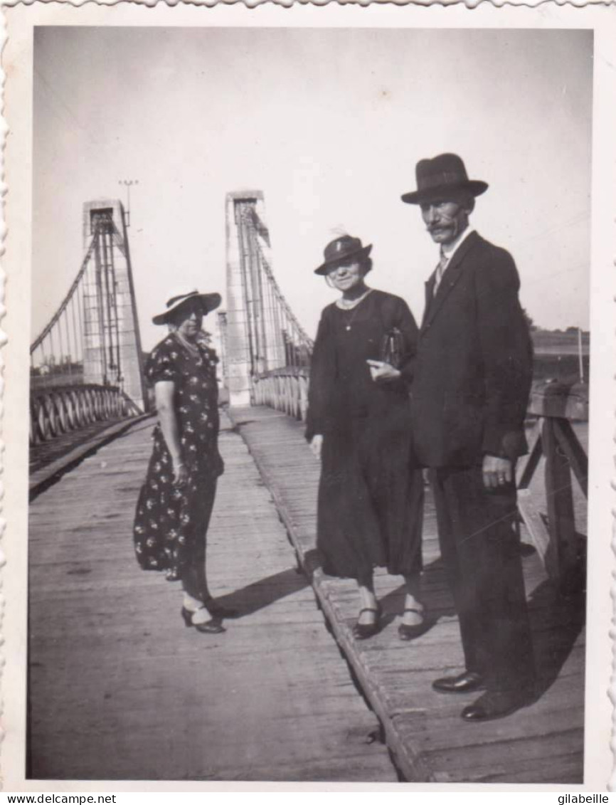 Photo Originale - 1935 - BRAGNY SUR SAONE ( Saone Et Loire ) Le Pont Suspendu - Lieux