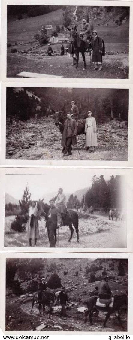 Photo Originale - 1931 - Lot 4 Photos - Route De GAVARNIE ( Hautes Pyrenees ) - Sur Le Chemin A Dos De Cheval - Orte