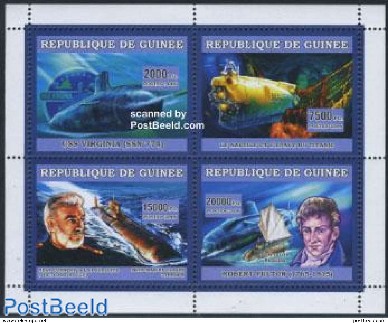 Guinea, Republic 2006 Submarines 4v M/s, Mint NH, Transport - Ships And Boats - Bateaux