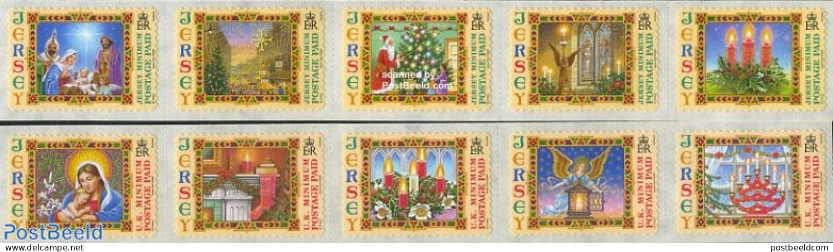 Jersey 2006 Christmas 10v S-a (with Year 2006), Mint NH, Religion - Angels - Christmas - Art - Stained Glass And Windows - Christendom