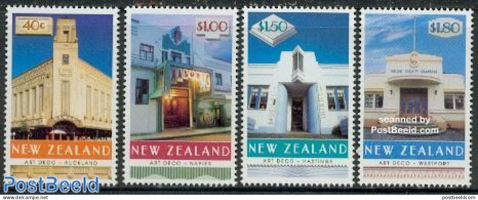 New Zealand 1999 Art Deco Buildings 4v, Mint NH, Art - Modern Architecture - Unused Stamps