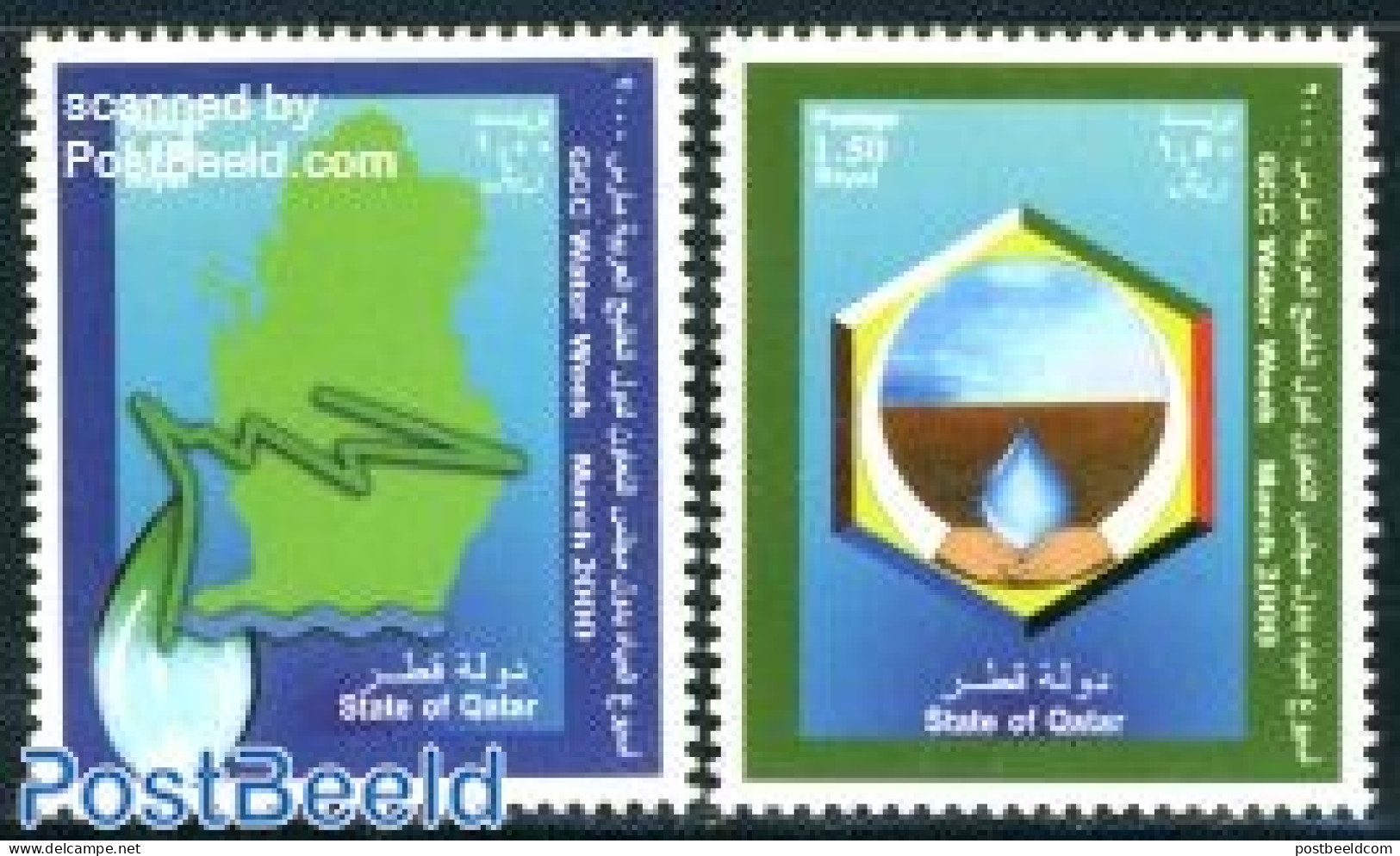 Qatar 2000 Water Week 2v, Mint NH, Nature - Water, Dams & Falls - Qatar