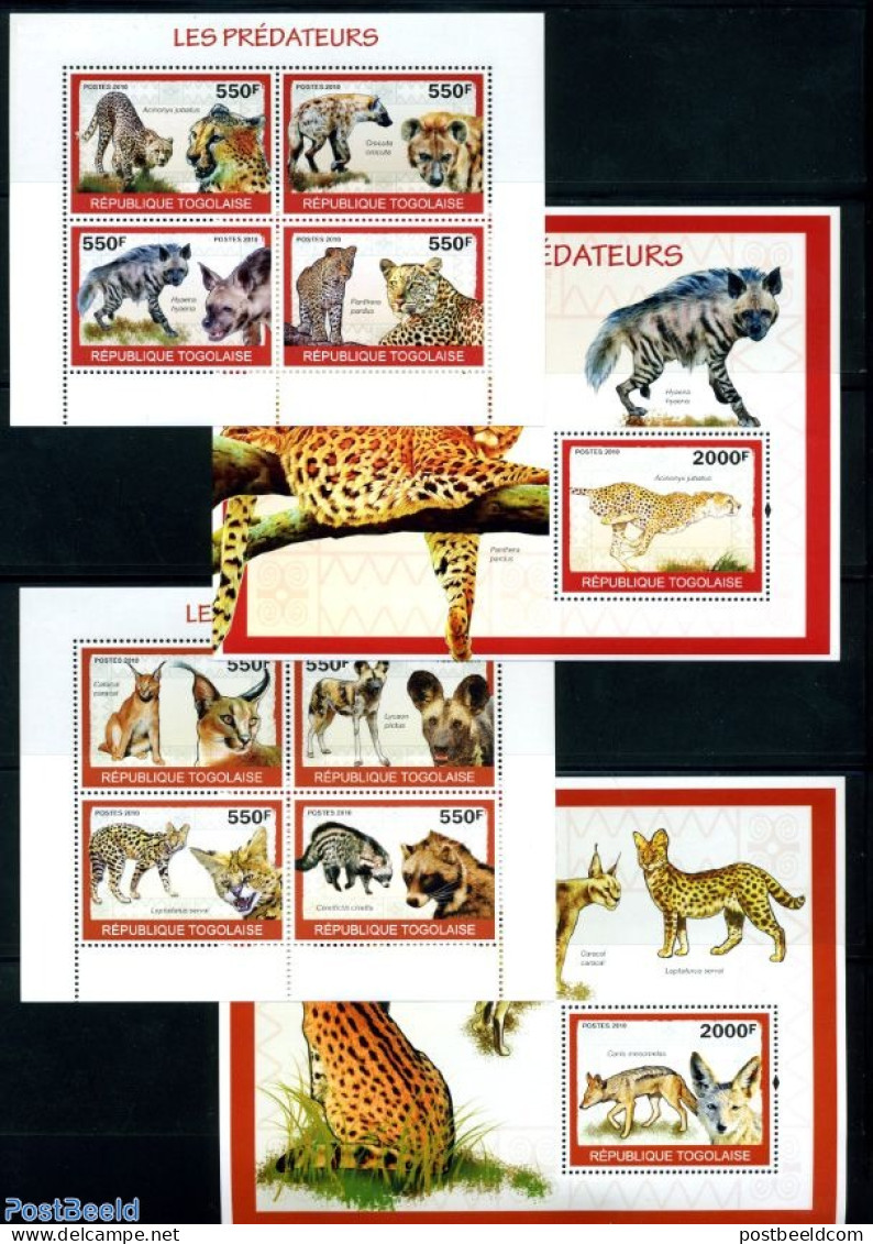 Togo 2010 Preditors 10v (4 S/s), Mint NH, Nature - Animals (others & Mixed) - Cat Family - Togo (1960-...)