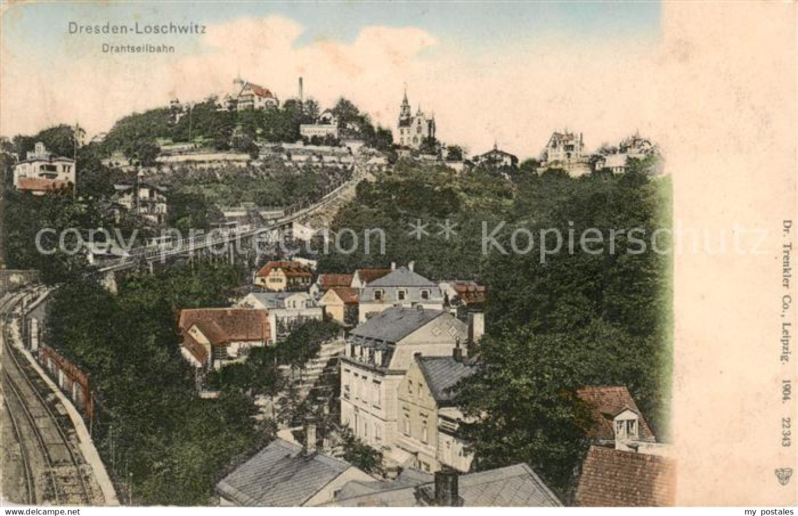 73816912 Loschwitz Dresden Elbe Panorama Mit Drahtseilbahn  - Dresden