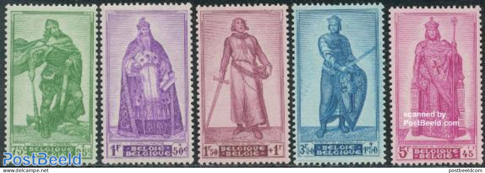 Belgium 1946 War Victims 5v, Mint NH, History - Kings & Queens (Royalty) - Knights - Neufs