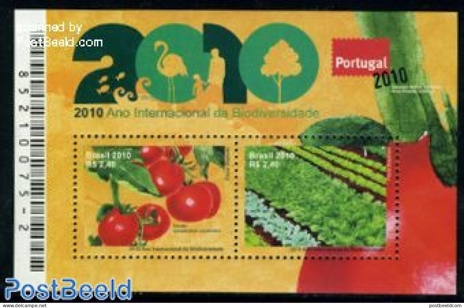 Brazil 2010 Int. Year Of Bio Diversity S/s, Mint NH, Health - Nature - Food & Drink - Birds - Fish - Fruit - Unused Stamps