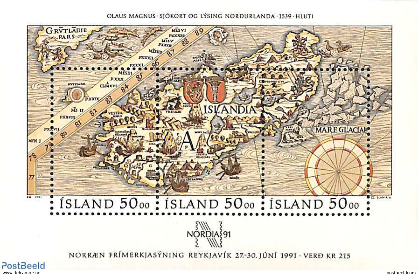 Iceland 1991 Nordia Stamp Exposition S/s, Mint NH, Transport - Various - Philately - Ships And Boats - Maps - Nuevos