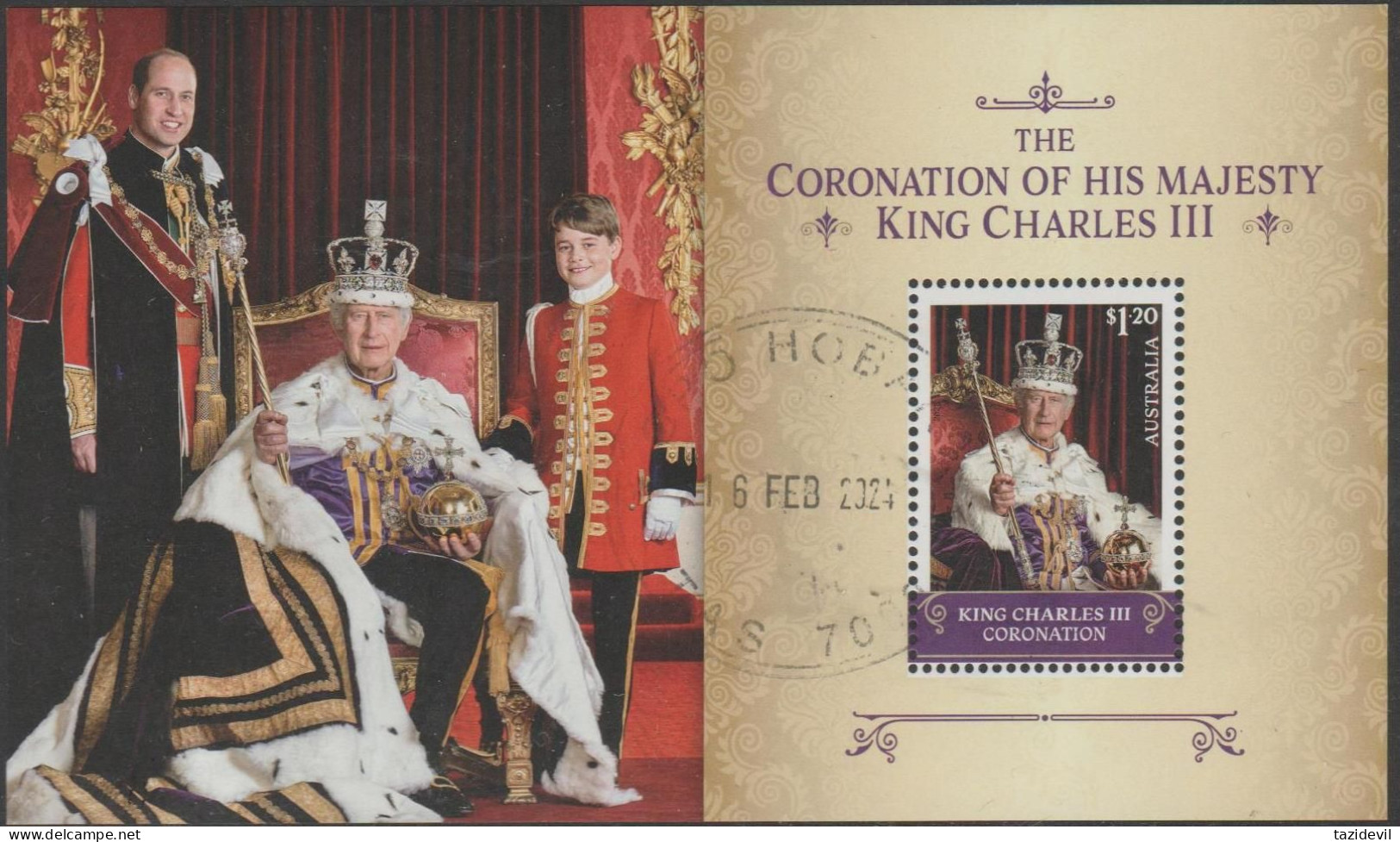 AUSTRALIA - USED 2023 $1.20 Coronation Of King Charles III Souvenir Sheet - Gebraucht