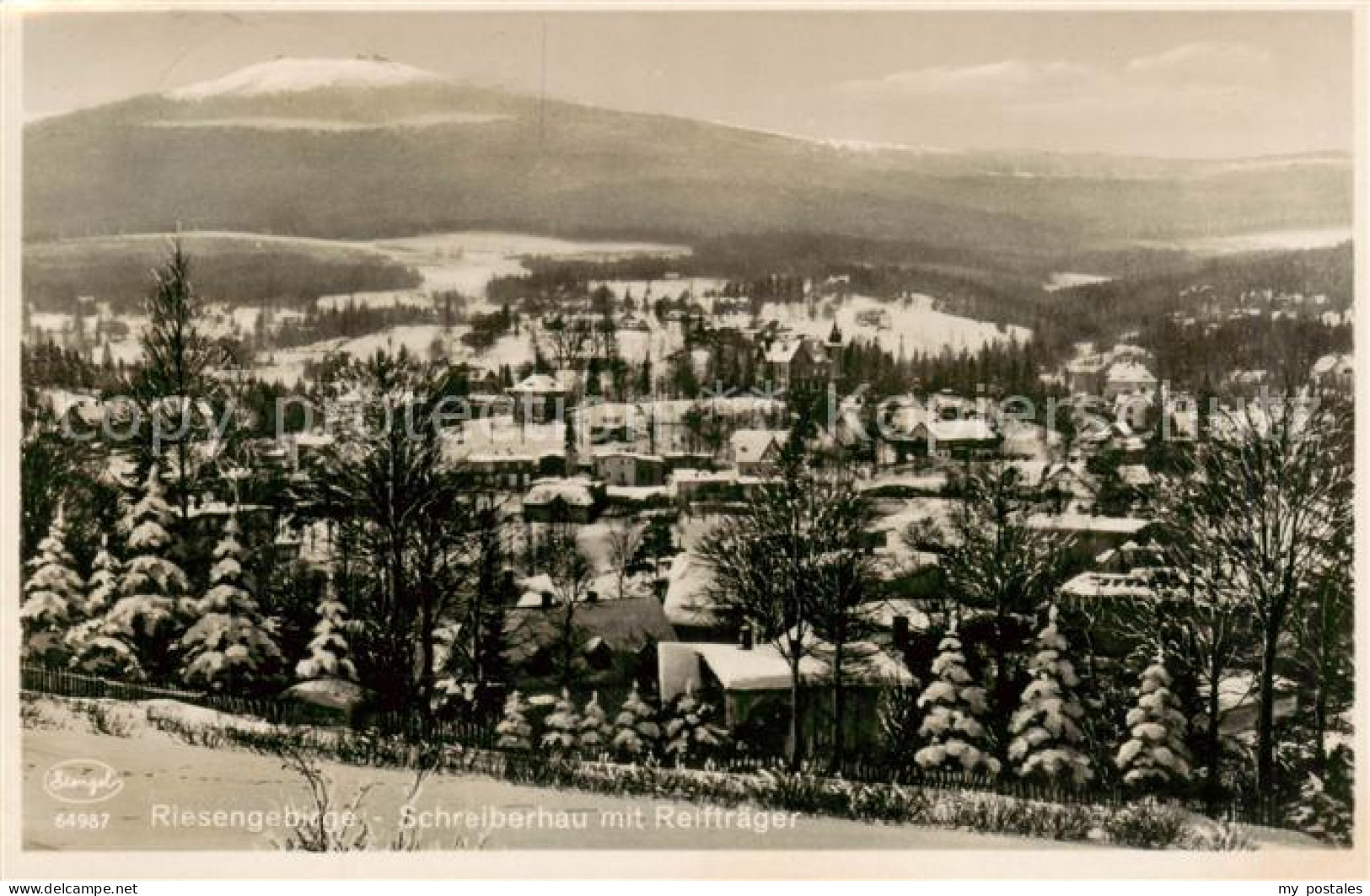 73816903 Schreiberhau Szklarska Poreba Riesengebirge PL Panorama Mit Reiftraeger - Pologne