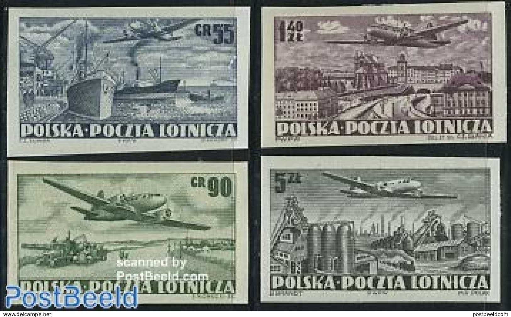 Poland 1952 Airmail Definitives 4v Imperforated, Mint NH, Transport - Various - Aircraft & Aviation - Ships And Boats .. - Nuevos