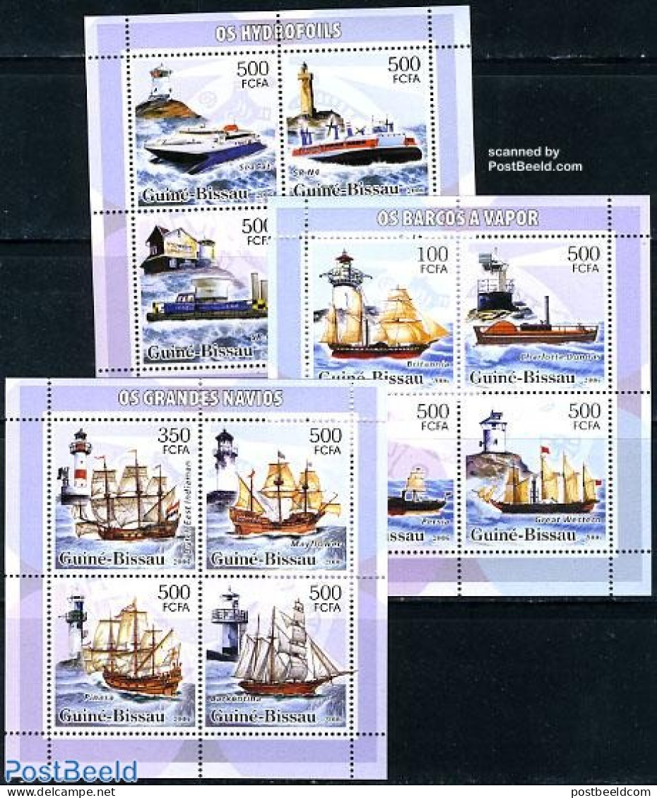 Guinea Bissau 2006 Lighthouses & Ships 12v (3 M/ss), Mint NH, Transport - Various - Ships And Boats - Lighthouses & Sa.. - Boten