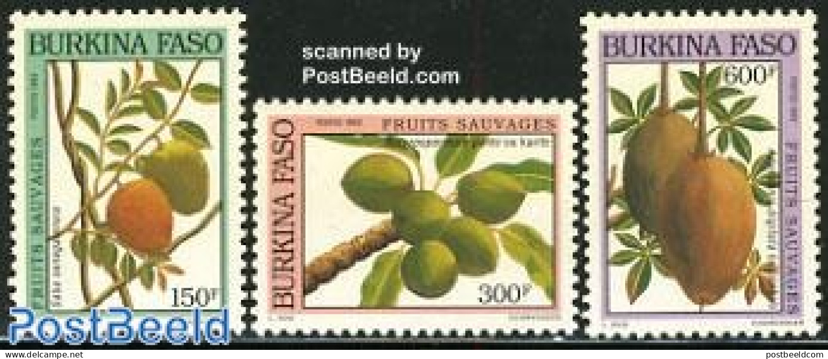 Burkina Faso 1993 Wild Fruits 3v, Mint NH, Nature - Fruit - Frutta